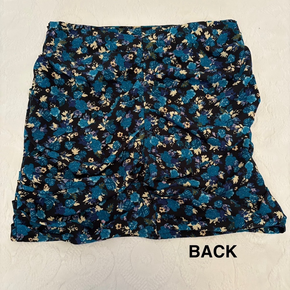 Zara Blue Floral Multicolored Rouched Mini Skirt Size Large - Picture 3 of 11